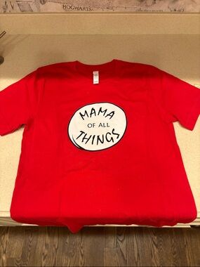 Bella Canvas Red Crewneck Tee with White Tag Detail